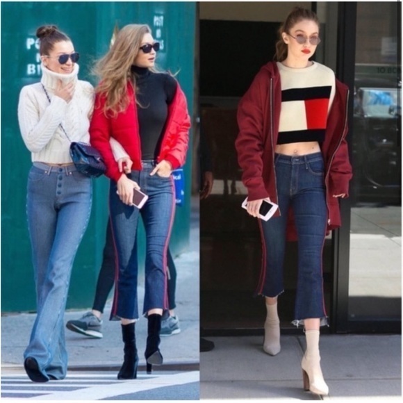 MOTHER Insider Crop Step Fray in Speed Racer‎ Red Stripe Raw Hem Jeans 24 - Picture 3 of 17